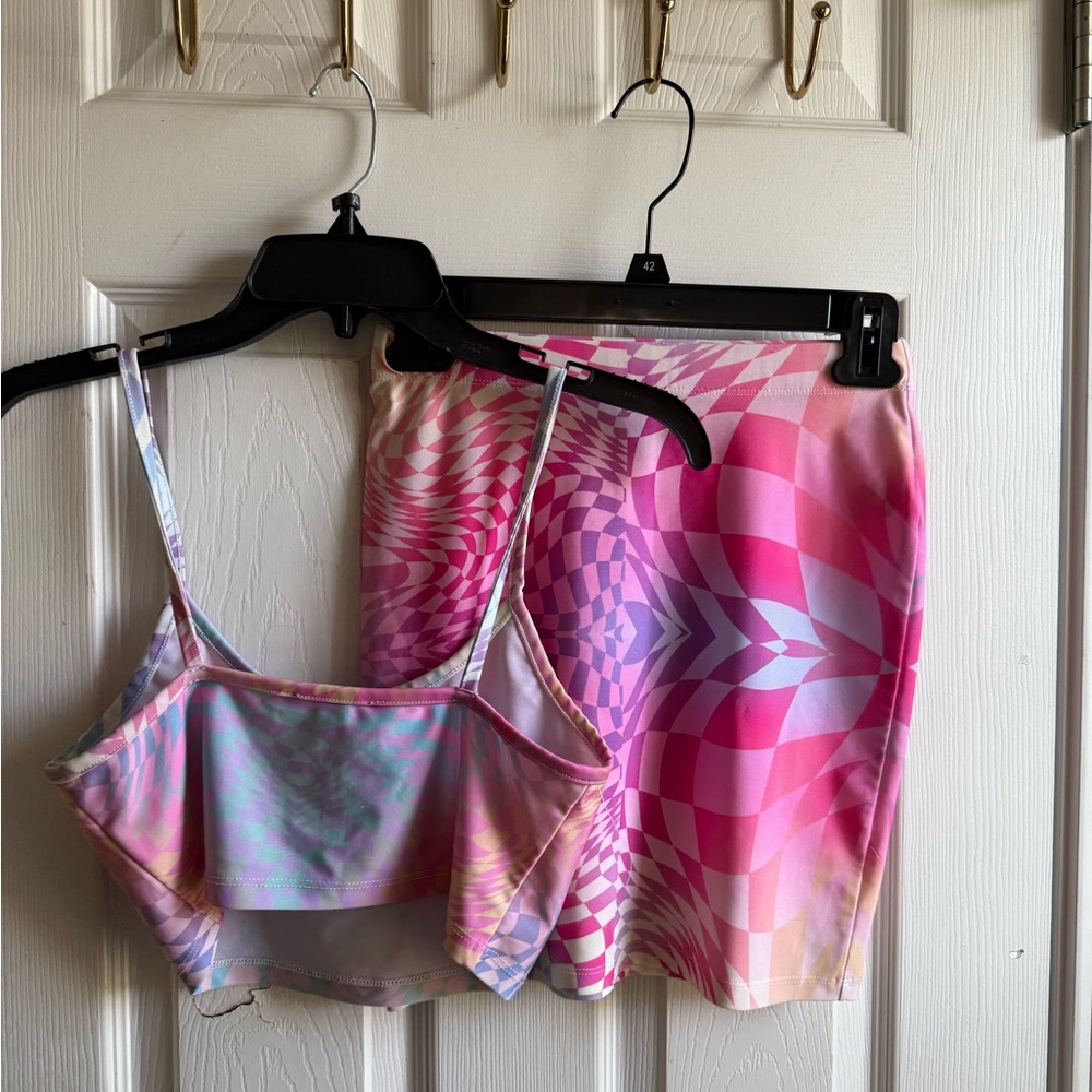 Pink and Purple Geometric Women's Sleepwear Set